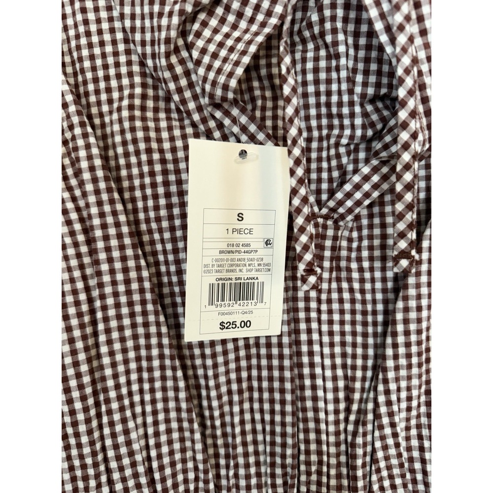 Women's A New Day Brown Gingham Seersucker Peplum Sleeveless Top Size Small NWT - Picture 6 of 6